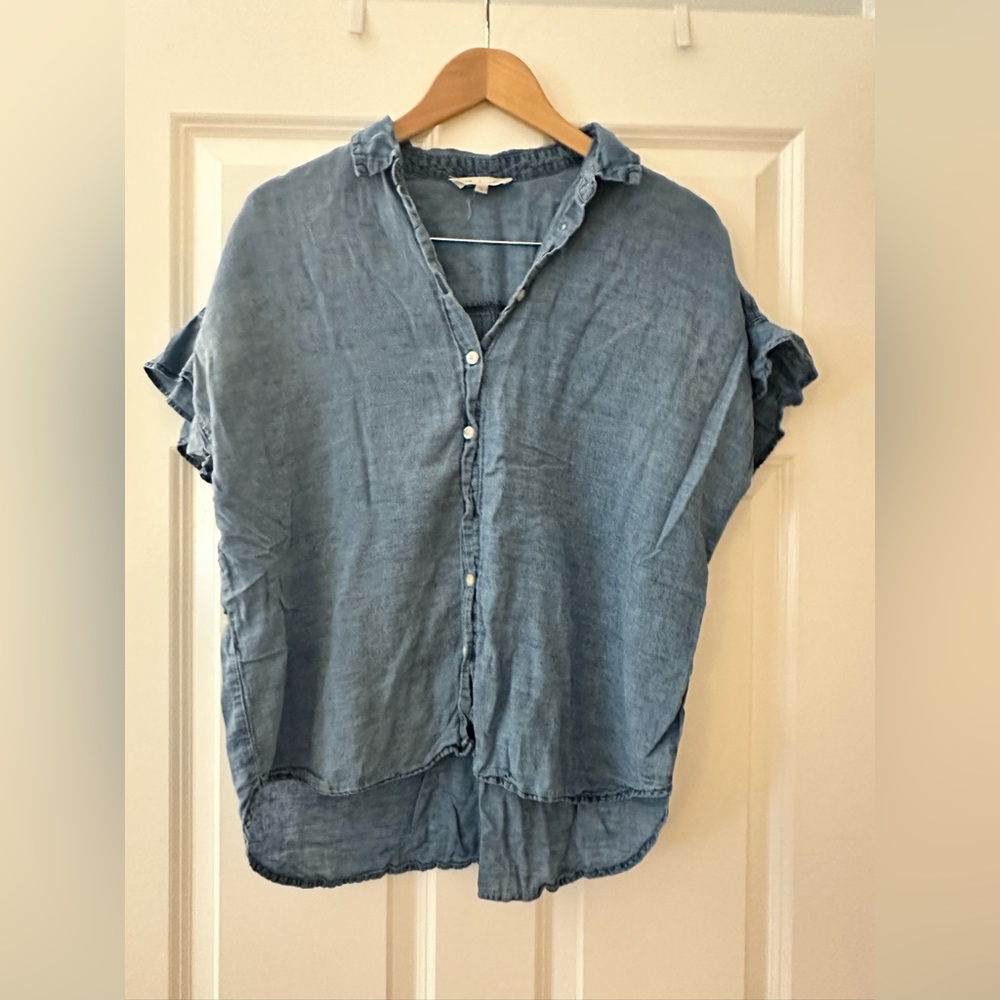 Madewell Button Down Blue Short-Sleeve Top; Size L